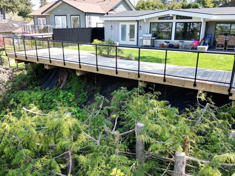 duck glass railing project in Langley - view two